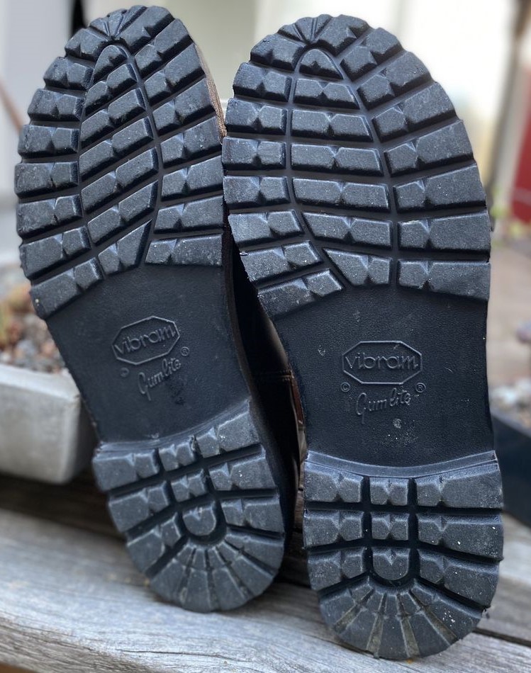 Dr. Marten boots resoled with Vibram Stowe, or 1705, replacement soles