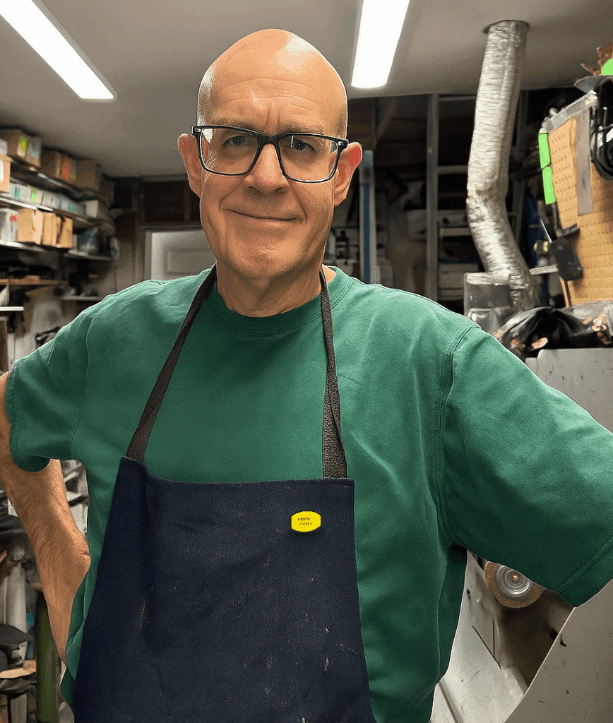 Photo of George, our cobbler with almost 50 years in the trade